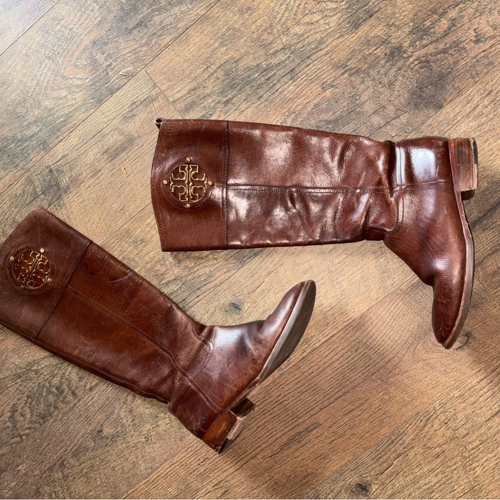 Tory Burch Kieran Leather Tall Riding Boots